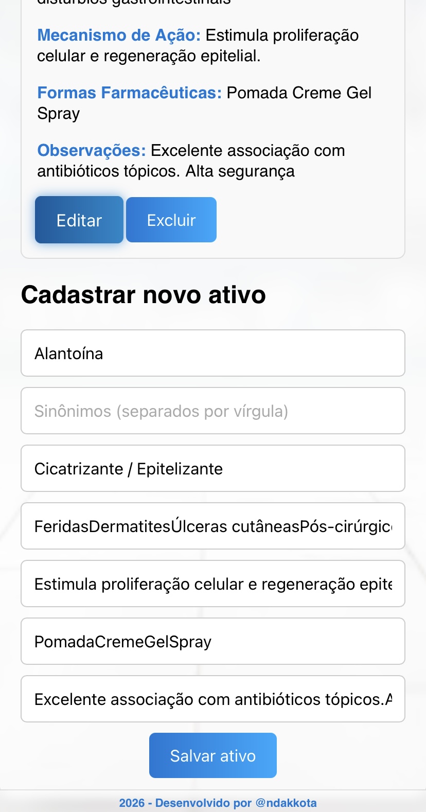 Tela confirmação de edição de ativo